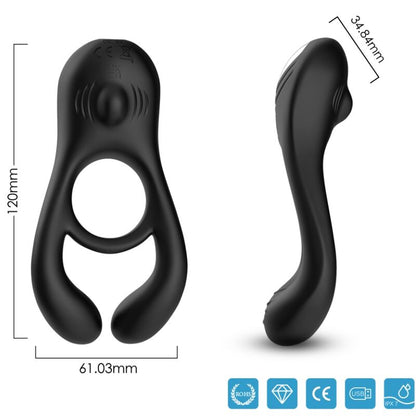 ARMONY VEYRON ANILLO VIBRADOR DOBLE PINZA CONTROL REMOTO NEGRO