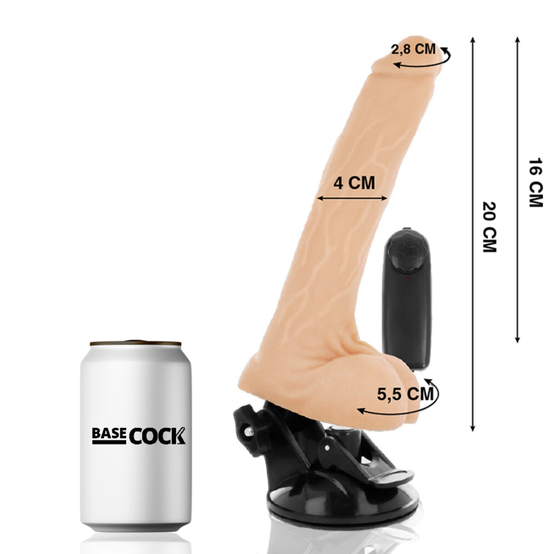 BASECOCK VIBRADOR DE CONTROLE REMOTO NATURAL REALISTA COM TESTiCULOS 20 CM