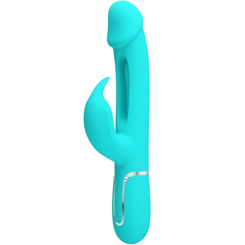 PRETTY LOVE VIBRADOR COELHO DEJON 3 EM 1 MULTIFUNO AQUA VERDE