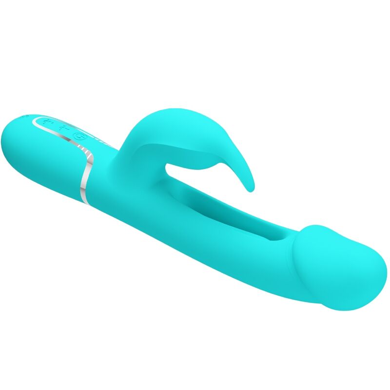 PRETTY LOVE VIBRADOR COELHO DEJON 3 EM 1 MULTIFUNO AQUA VERDE