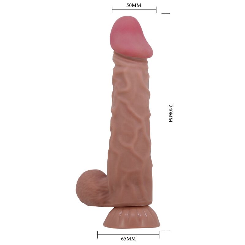 PRETTY LOVE SeRIE SLIDING SKIN DILDO REALiSTICO COM VENTOSA DESLIZANTE PELE MARROM 24 CM