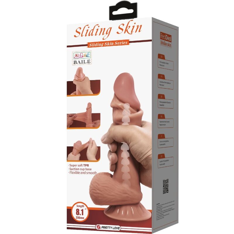 PRETTY LOVE SeRIE SLIDING SKIN DILDO REALiSTICO COM VENTOSA DESLIZANTE PELE MARROM 194 CM