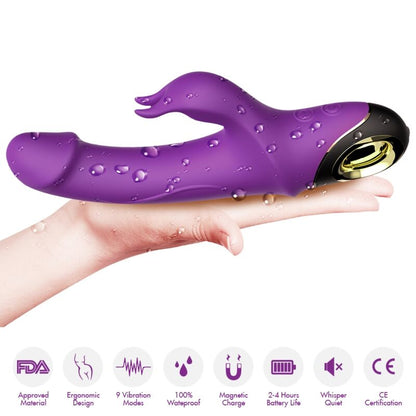 ARMONY METEROR DILDO VIBRADOR COELHO ROTATOR ROXO