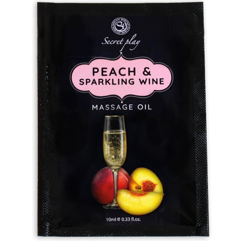 SAQUETA DE oLEO DE MASSAGEM SECRETPLAY PeSSEGO E VINHO ESPUMANTE 10 ML