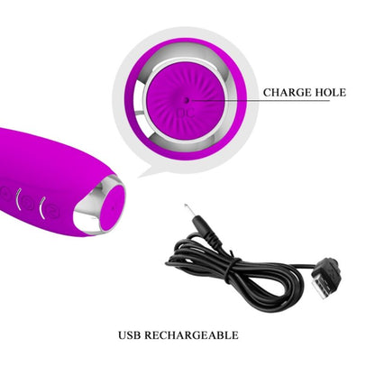 PRETTY LOVE VIBRADOR DE ELETROCHOQUE RECARREGVEL HECTOR ROXO IMPERMEVEL