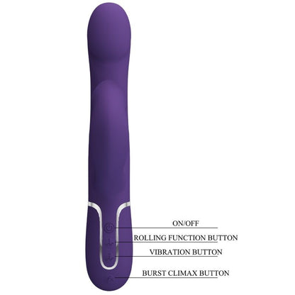 PRETTY LOVE ZALIN VIBRADOR DE COELHO PeROLAS 4 EM 1 ROXO