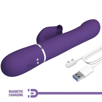 PRETTY LOVE ZALIN VIBRADOR DE COELHO PeROLAS 4 EM 1 ROXO