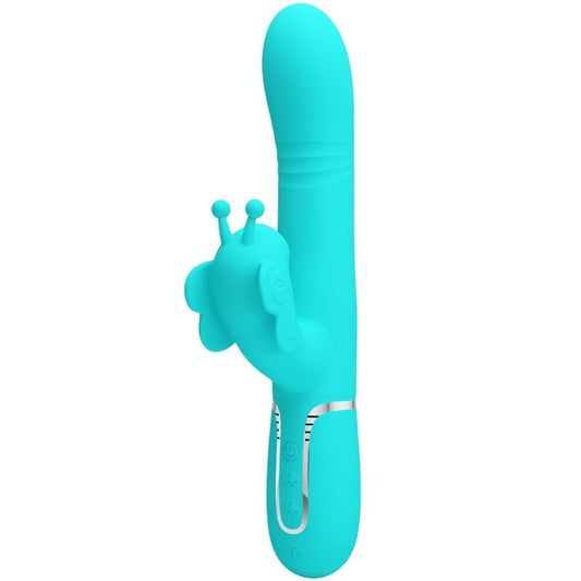 PRETTY LOVE VIBRADOR COELHO MULTIFUNyoES 4 EM 1 BUTTERFLY AQUA VERDE