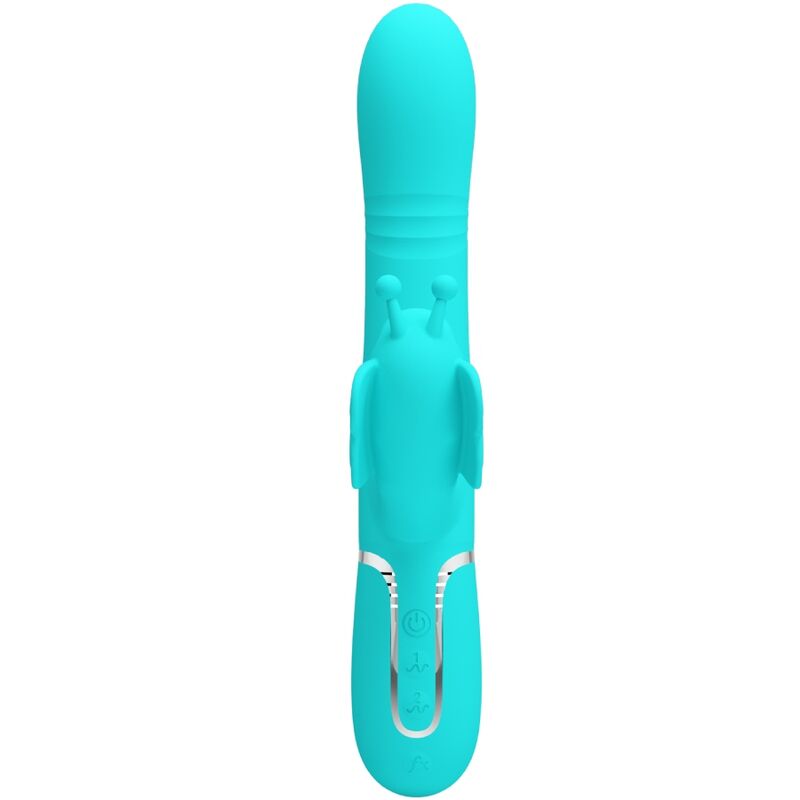 PRETTY LOVE VIBRADOR COELHO MULTIFUNyoES 4 EM 1 BUTTERFLY AQUA VERDE