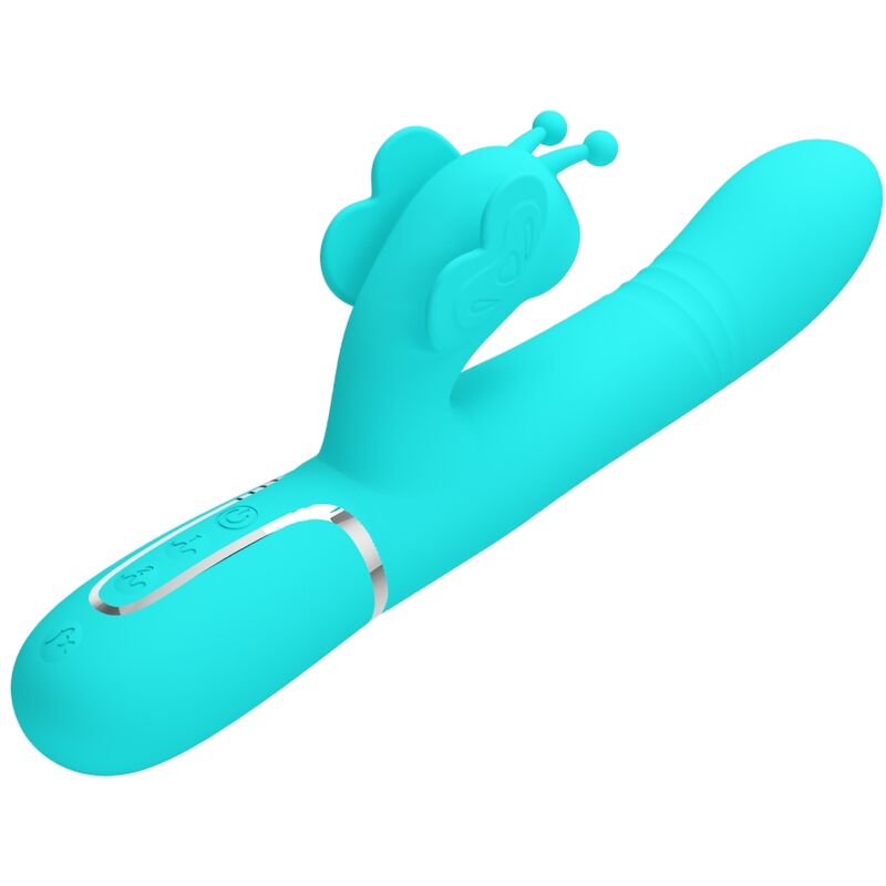 PRETTY LOVE VIBRADOR COELHO MULTIFUNyoES 4 EM 1 BUTTERFLY AQUA VERDE