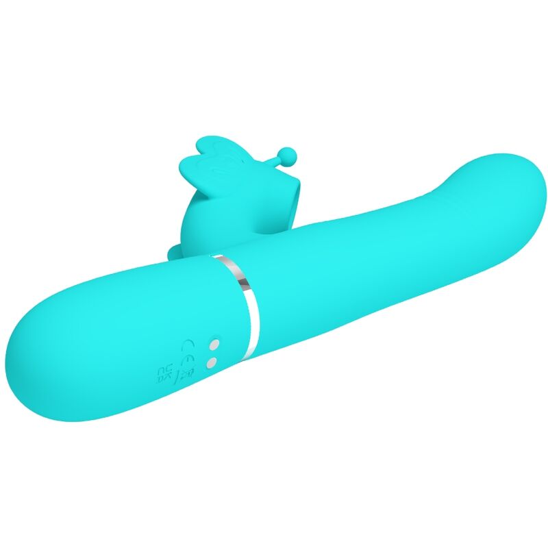 PRETTY LOVE VIBRADOR COELHO MULTIFUNyoES 4 EM 1 BUTTERFLY AQUA VERDE