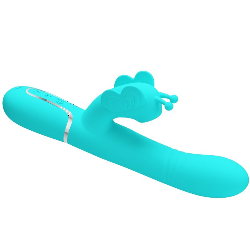 PRETTY LOVE VIBRADOR COELHO MULTIFUNyoES 4 EM 1 BUTTERFLY AQUA VERDE