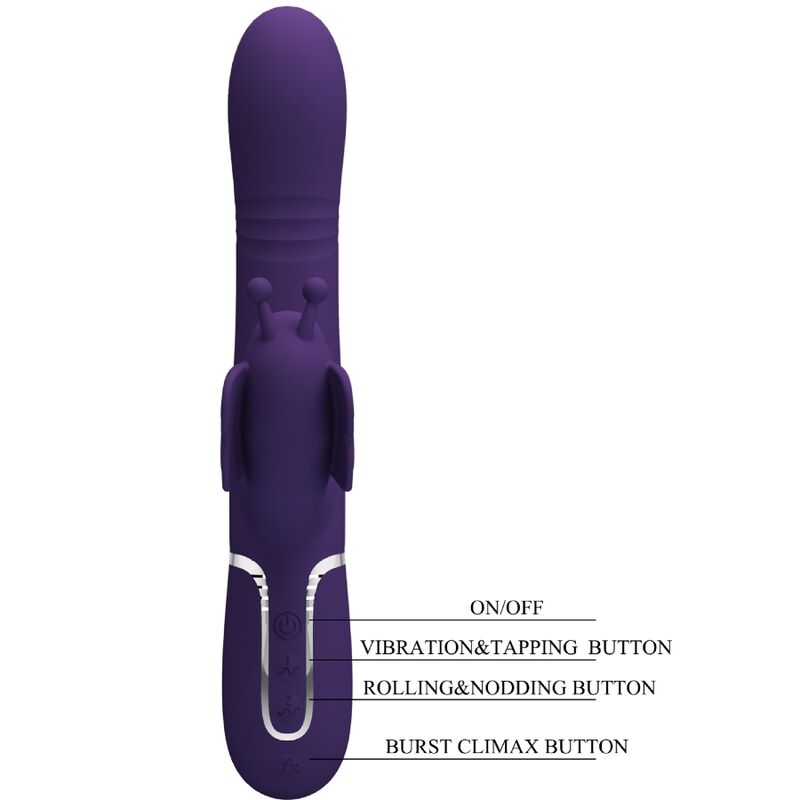 PRETTY LOVE VIBRADOR COELHO MULTIFUNyoES 4 EM 1 BORBOLETA ROXO