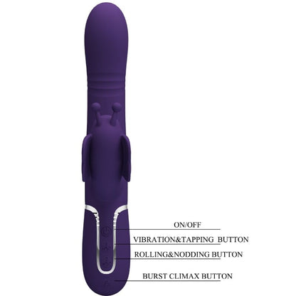 PRETTY LOVE VIBRADOR COELHO MULTIFUNyoES 4 EM 1 BORBOLETA ROXO