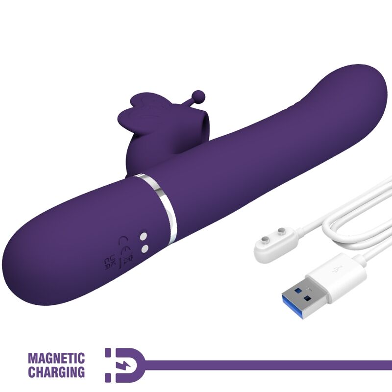 PRETTY LOVE VIBRADOR COELHO MULTIFUNyoES 4 EM 1 BORBOLETA ROXO