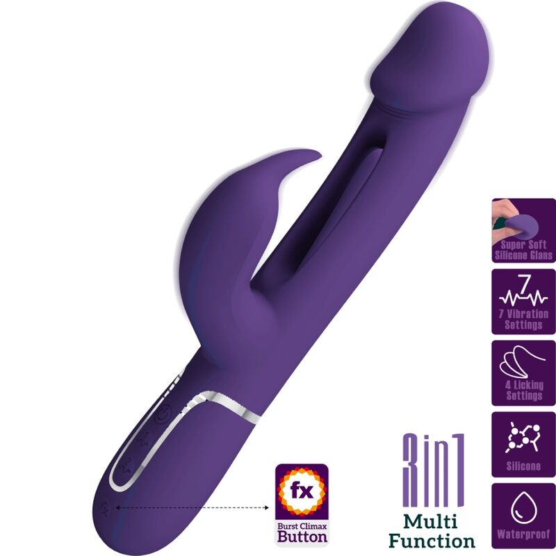 PRETTY LOVE VIBRADOR COELHO DEJON 3 EM 1 MULTIFUNO AQUA VERDE