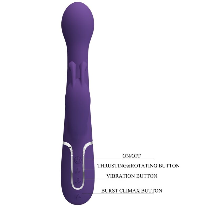 PRETTY LOVE VIBRADOR COELHO DEJON 3 EM 1 MULTIFUNO ROXO