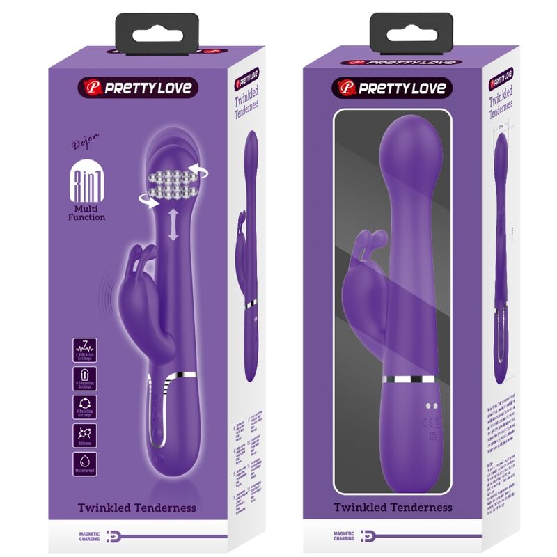 PRETTY LOVE VIBRADOR COELHO DEJON 3 EM 1 MULTIFUNO ROXO