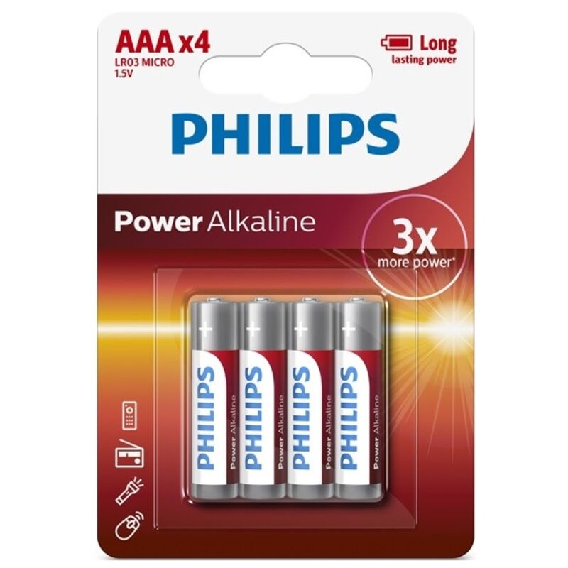 PHILIPS BATERIA POWER ALCALINA AAA LR03 4 PACK