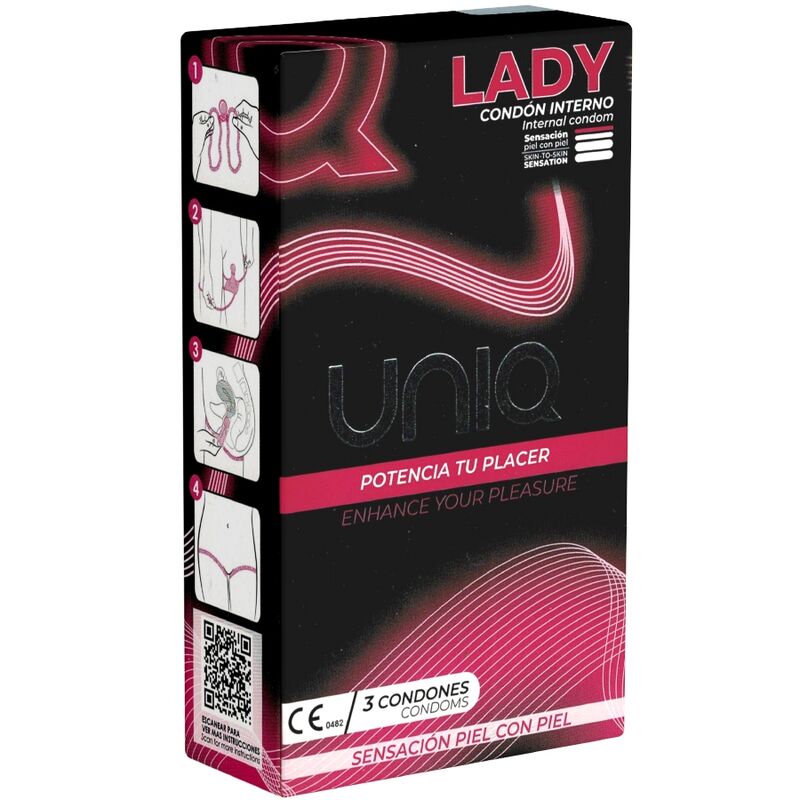 UNIQ LADY CONDOM PRESERVATIVOS FEMININOS SEM LaTEX COM CINTA LIGA 3 UNIDADES