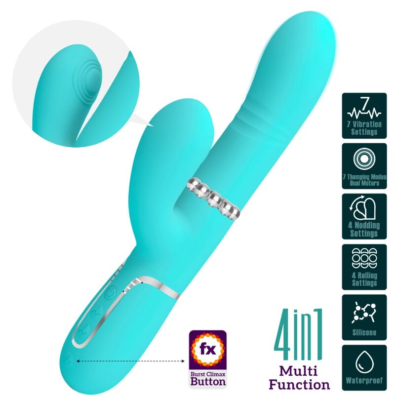 PRETTY LOVE VIBRADOR MULTIFUNyaO G SPOT AQUA VERDE