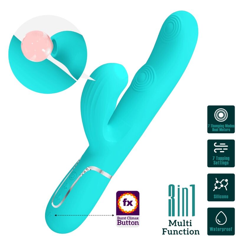 PRETTY LOVE PERLITA MULTIFUNO 3 EM 1 VIBRADOR G SPOT AQUA VERDE