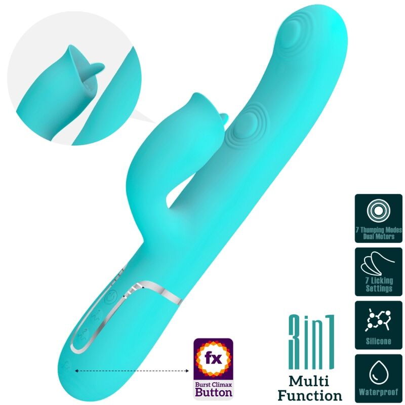 BONITO AMOR VIBRADOR DE COELHO COM LAMBIDA AQUA VERDE