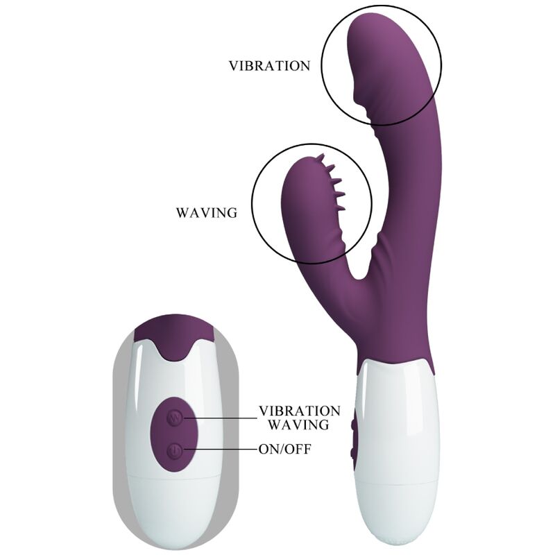 PRETTY LOVE BUTTERFLY KISS VIBRADOR DE COELHO E ESTIMULADOR DE PONTO G ROXO