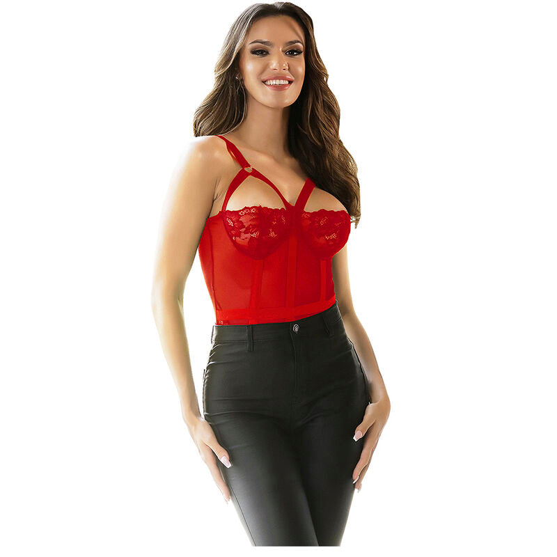 SUBBLIME TEDDY CON LIGUERO DETALLE TIRAS PECHO ROJO S M