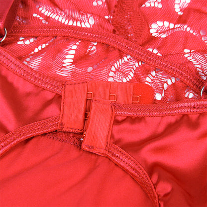 SUBBLIME BABYDOLL SATINADO CON ENCAJE ROJO S M