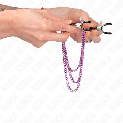 KINK PINaAS PARA BICOS COM 3 CORRENTES ROXO 20 23 28 CM