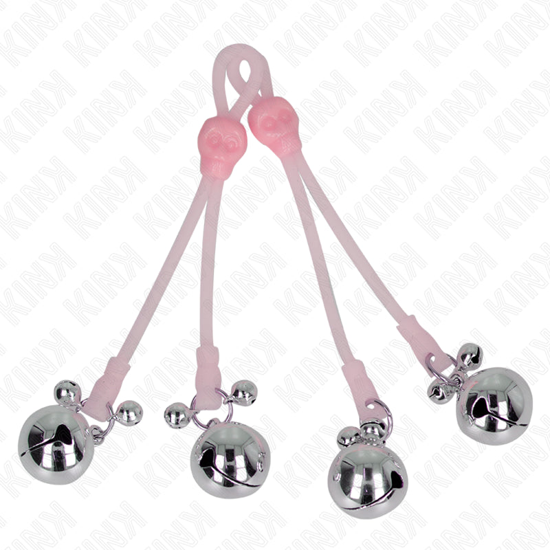 KINK PINaAS DE CRaNIO LUMINOSAS COM ANEL SINOS AJUSTaVEIS ROSA PRATA