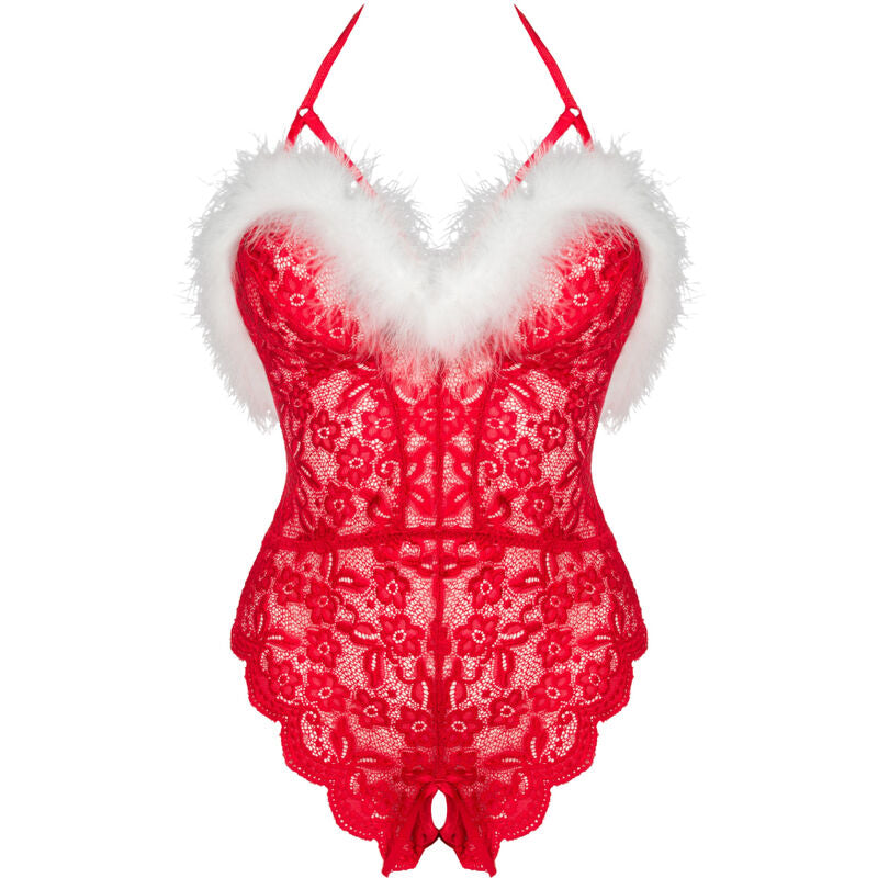 LIVCO CORSETTI FASHION SANTAS LACE LADY BODY CROTCHLESS NAVIDEaO S M