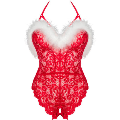 LIVCO CORSETTI FASHION SANTAS LACE LADY BODY CROTCHLESS NAVIDEaO S M