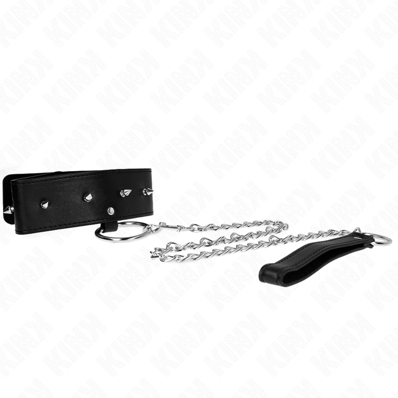 KINK COLAR 65 CM COM TRELA COM PREGOS PRATA MODELO 2 AJUSTaVEL 36 43 CM X 5 CM