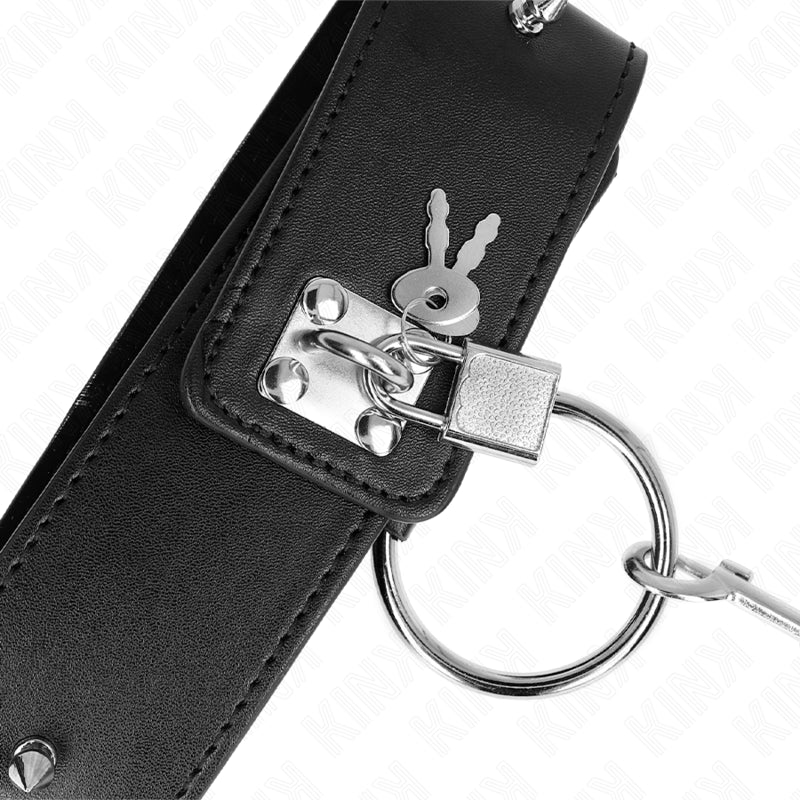 KINK COLAR 65 CM COM TRELA COM PREGOS PRATA MODELO 2 AJUSTaVEL 36 43 CM X 5 CM