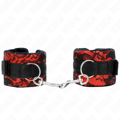 KINK PUNHOS DE RENDA DE VELUDO CURTO E BIND DE NYLON VERMELHO PRETO 23 X 65 CM