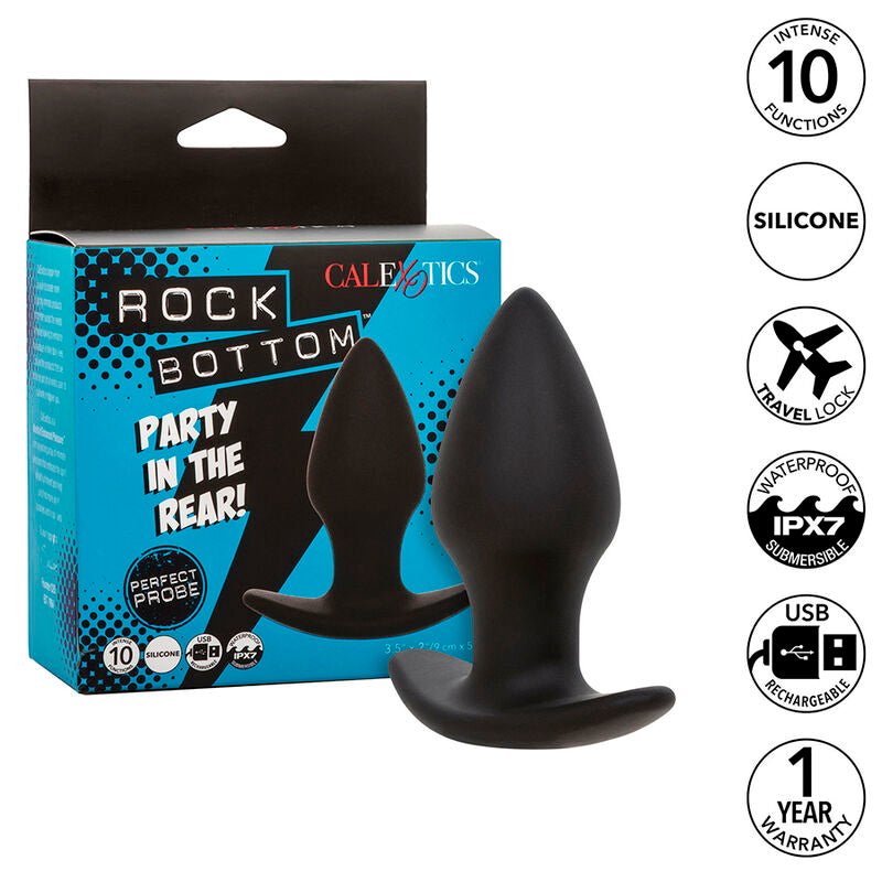 CALEXOTICS ROCK BOTTOM PLUG ANAL PERFEITO 10 VIBRAaaES SILICONE PRETO