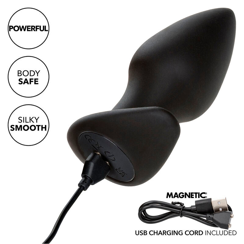 CALEXOTICS ROCK BOTTOM PLUG ANAL PERFEITO 10 VIBRAaaES SILICONE PRETO