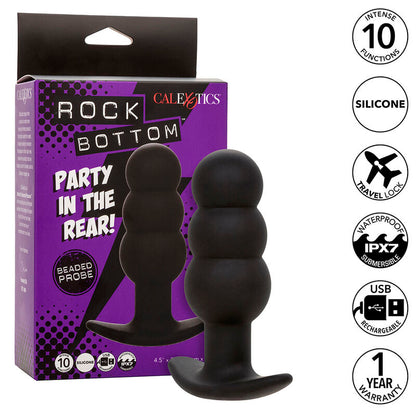 CALEXOTICS ROCK BOTTOM PLUG ANAL COM ESFERAS 10 VIBRAaaES SILICONE PRETO