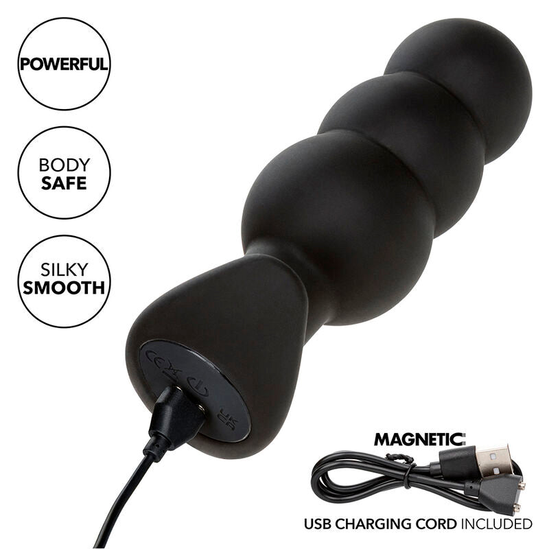 CALEXOTICS ROCK BOTTOM PLUG ANAL COM ESFERAS 10 VIBRAaaES SILICONE PRETO