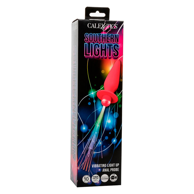 CALEXOTICS SOUTHERN LIGHTS LIGHT UP ANAL PLUG 10 VIBRAaaES SILICONE ROSA