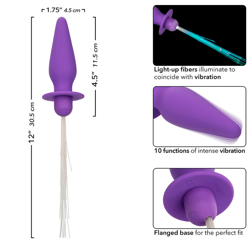 CALEXOTICS SOUTHERN LIGHTS LIGHT UP ANAL PLUG 10 VIBRAaaES SILICONE ROXO