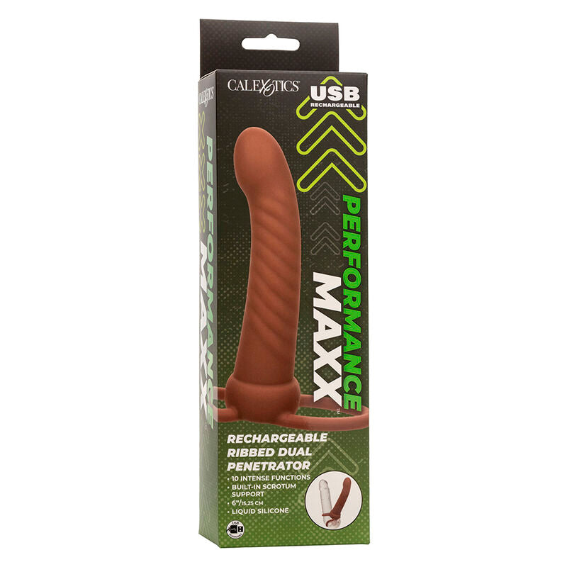 CALEXOTICS MAXX RIBBED DUAL PENETRATOR 10 VIBRAaaES MARROM