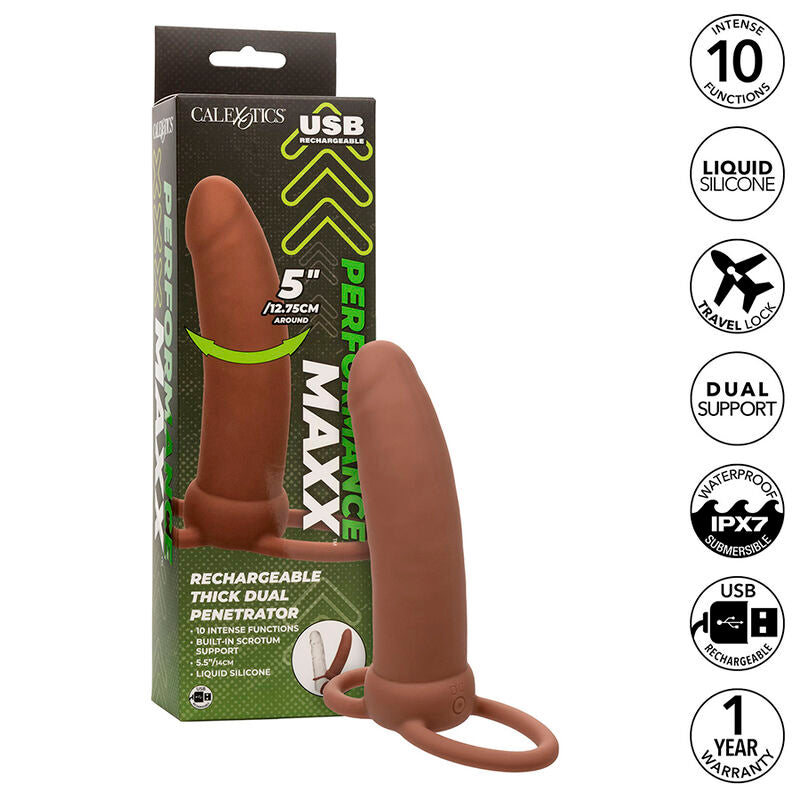 CALEXOTICS MAXX THICK DUAL PENETRATOR 10 VIBRAaaES MARROM