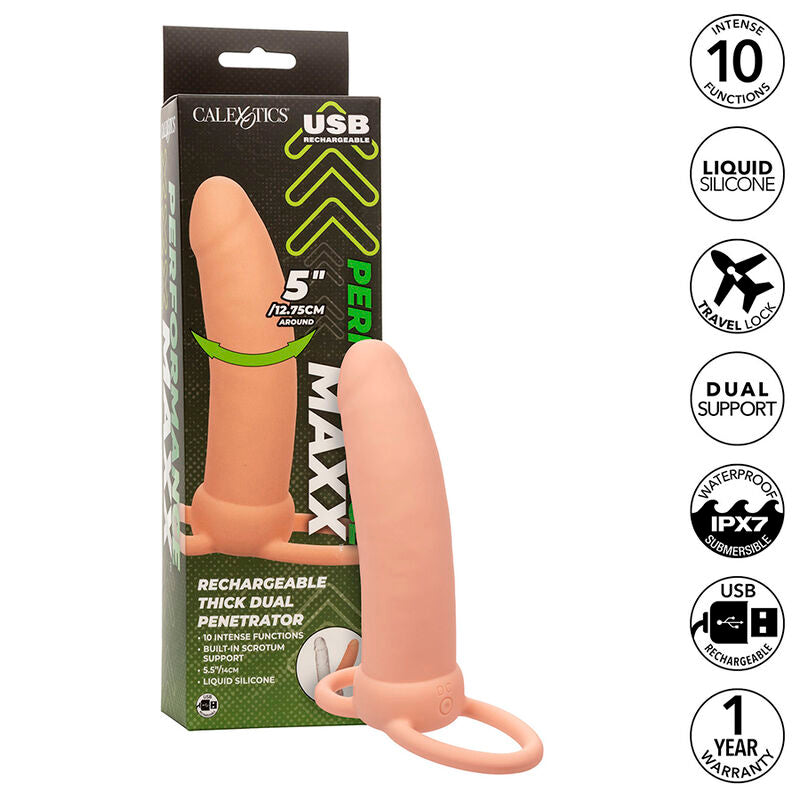 CALEXOTICS MAXX THICK DUAL PENETRATOR 10 VIBRAaaES CARNE