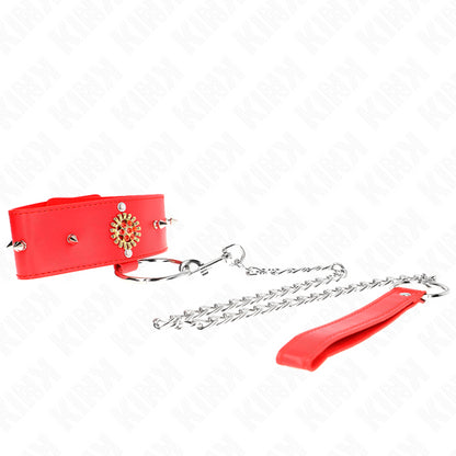 KINK COLAR DE DIAMANTE VERMELHO COM CINTO 65 CM AJDUSTaVEL 35 51 CM X 7 CM