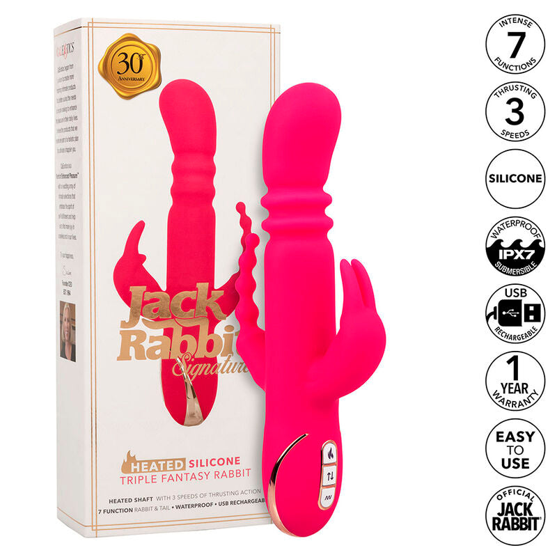 CALEXOTICS JACK FANTASY VIBRADOR TRIPLO AQUECIDO COELHO ROSA