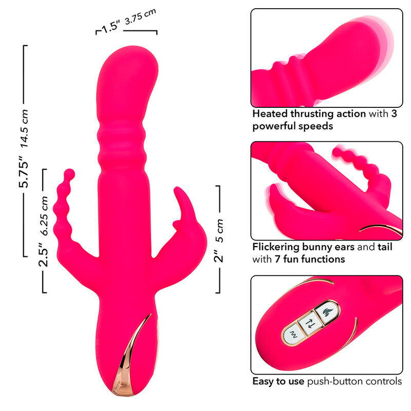 CALEXOTICS JACK FANTASY VIBRADOR TRIPLO AQUECIDO COELHO ROSA