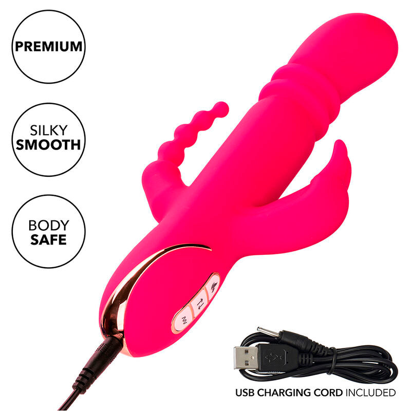 CALEXOTICS JACK FANTASY VIBRADOR TRIPLO AQUECIDO COELHO ROSA